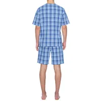 Residence Poplin Mens Big Short Sleeve V-Neck 2-pc. Shorts Pajama Set