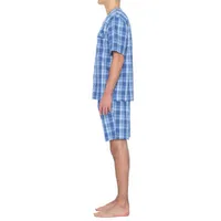 Residence Poplin Mens Big Short Sleeve V-Neck 2-pc. Shorts Pajama Set