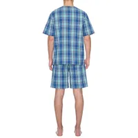 Residence Poplin Mens Big Short Sleeve V-Neck 2-pc. Shorts Pajama Set