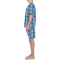 Residence Poplin Mens Big Short Sleeve V-Neck 2-pc. Shorts Pajama Set