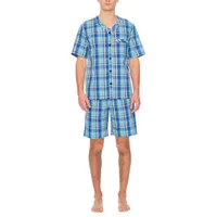 Residence Poplin Mens Tall Short Sleeve V-Neck 2-pc. Shorts Pajama Set