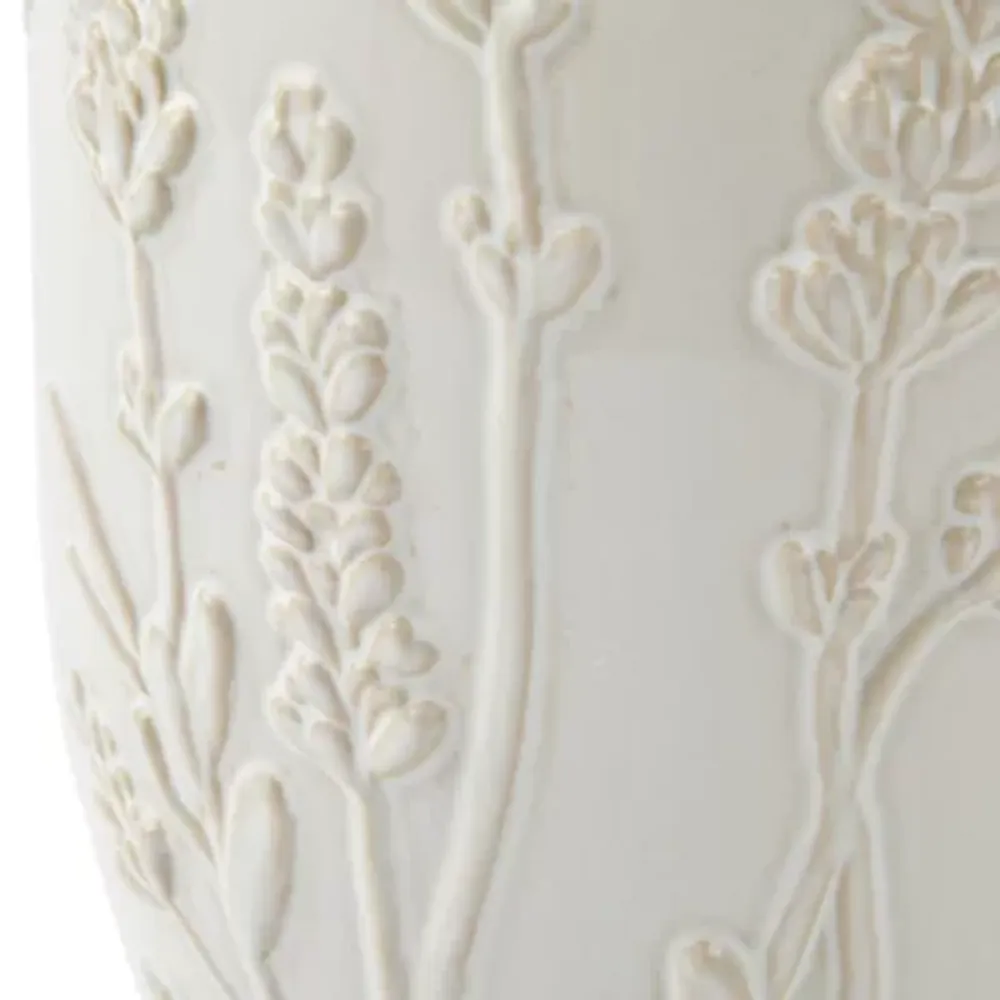 Linden Street 12" White Floral Reactive Glaze Vase