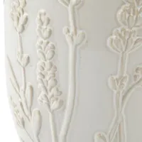 Linden Street 12" White Floral Reactive Glaze Vase