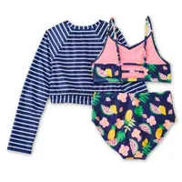 Thereabouts Little & Big Girls Striped Bikini Set