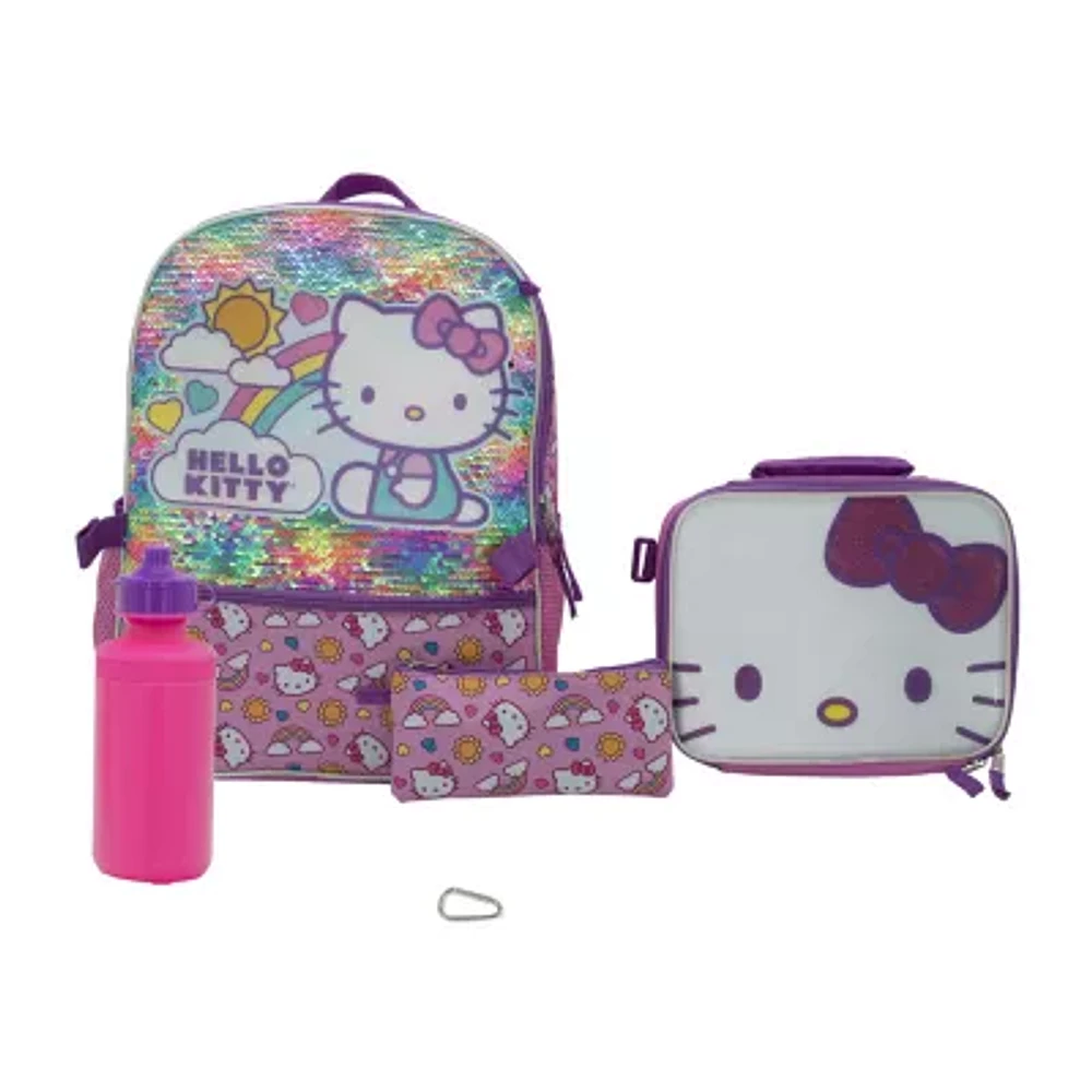 Licensed 5 Piece Hello Kitty Sunshine Backpack Set with Lunch Bag