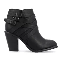 Journee Collection Womens Strap Stacked Heel Booties