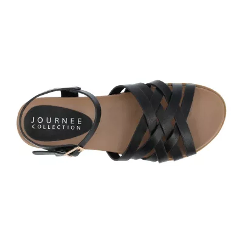 Journee Collection Womens Kimmie Ankle Strap Flat Sandals