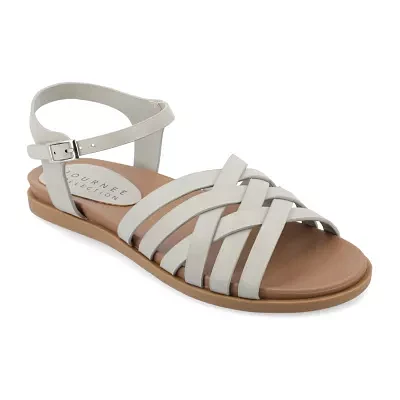 Journee Collection Womens Kimmie Ankle Strap Flat Sandals