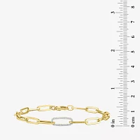 Diamond Addiction (G-H / Si2-I1) 10K Gold 8 Inch Hollow Paperclip Chain Bracelet