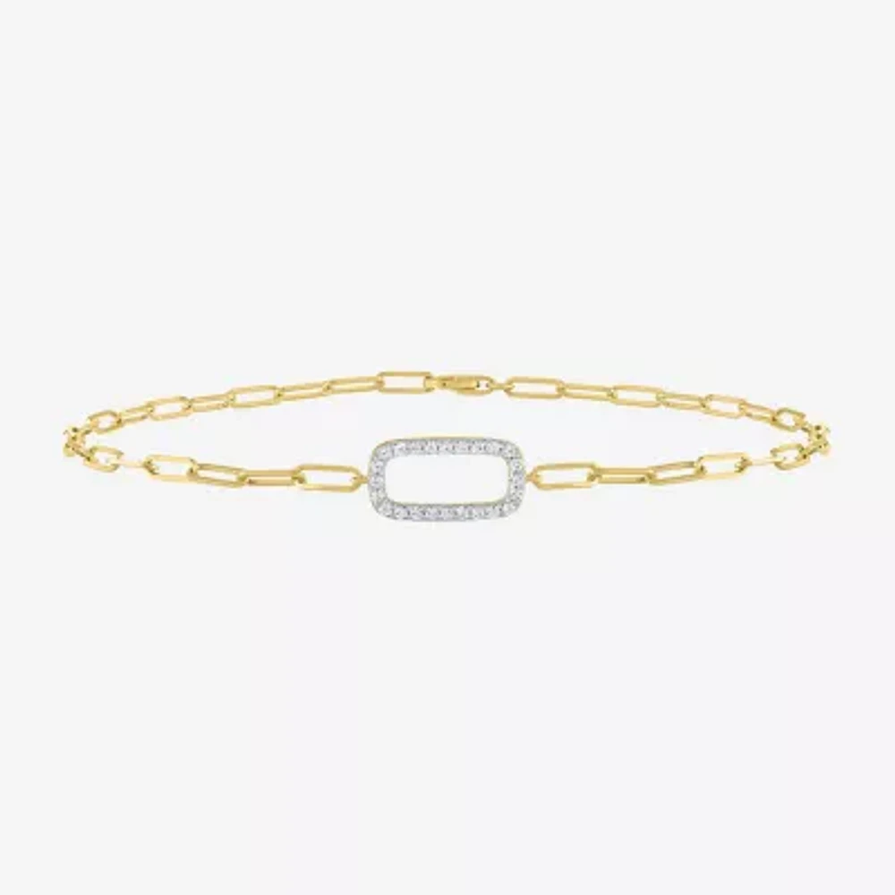 Diamond Addiction 1/10 Ct.T.W. Diamond (G-H / Si2-I1) 10K Gold 8 Inch Paperclip Chain Bracelet