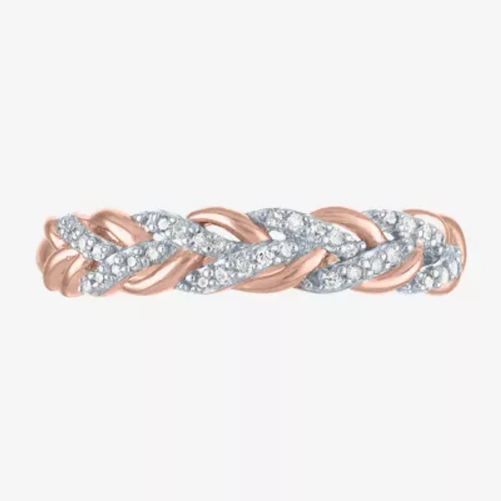 (G-H / Si2-I1) 1/10 CT. T.W. Lab Grown White Diamond 10K Rose Gold Wedding Band