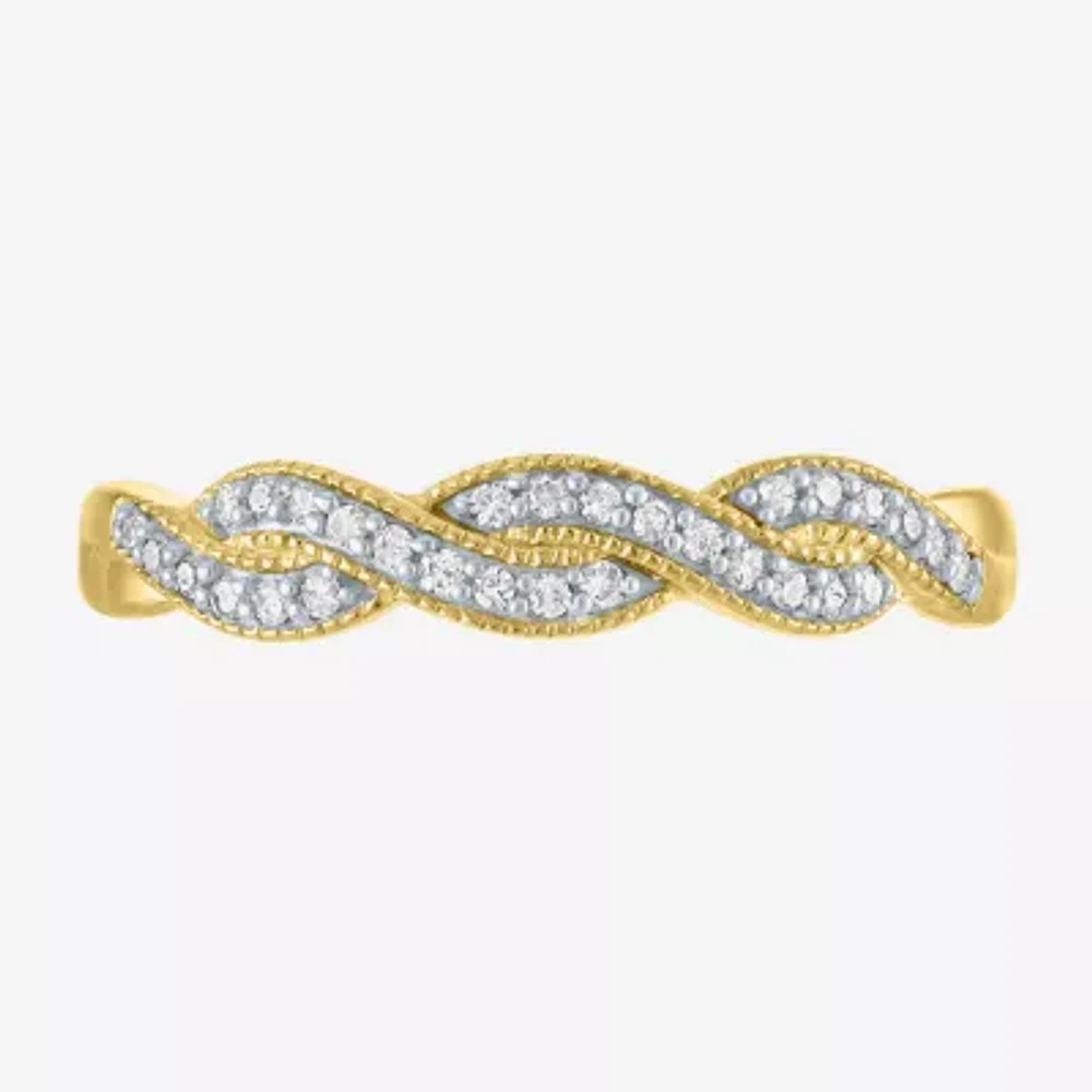 (G-H / Si2-I1) Womens 1/10 CT. T.W. Lab Grown White Diamond 10K Gold Stackable Ring