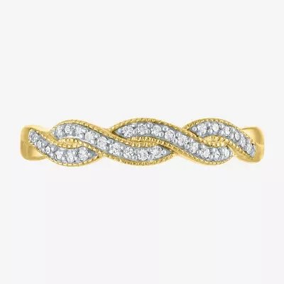 (G-H / Si2-I1) Womens 1/10 CT. T.W. Lab Grown White Diamond 10K Gold Stackable Ring