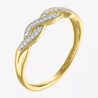 (G-H / Si2-I1) Womens 1/10 CT. T.W. Lab Grown White Diamond 10K Gold Stackable Ring