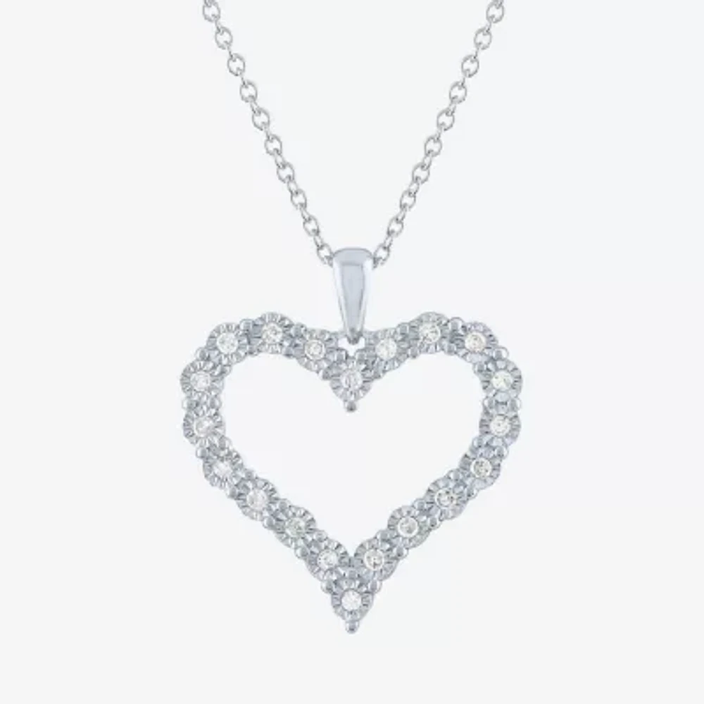 G-H / I1-I2) Womens 1/ CT. T.W. Lab Grown White Diamond Sterling Silver Heart Pendant Necklace