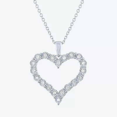 G-H / I1-I2) Womens 1/ CT. T.W. Lab Grown White Diamond Sterling Silver Heart Pendant Necklace