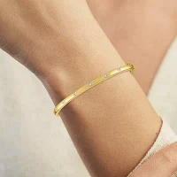 Diamond Addiction (G-H / I1-I2) 1/10 CT. T.W. Lab Grown White Sterling Silver or 14K Gold Over Bangle Bracelet