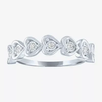 (G-H / Si2-I1) 1/10 CT. T.W. Lab Grown White Diamond Sterling Silver Heart Band