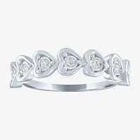 (G-H / Si2-I1) 1/10 CT. T.W. Lab Grown White Diamond Sterling Silver Heart Band