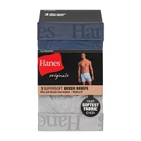 Hanes Originals Supersoft Mens 3 Pack Boxer Briefs