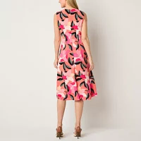 Liz Claiborne Womens Sleeveless Floral A-Line Dress