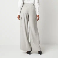 Worthington Womens High Rise Wide Leg Cargo Pant