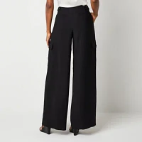 Worthington Womens High Rise Wide Leg Cargo Pant