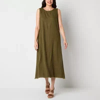 Liz Claiborne Womens Sleeveless Midi A-Line Dress