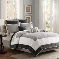 Madison Park Liverpool 7-Pc Quilt Set With Euro Shams And Throw Pillows