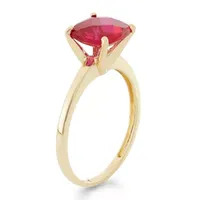 Womens Lab Created Red Ruby 10K Gold Solitaire Cocktail Ring