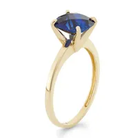 Womens Blue Sapphire 10K Gold Solitaire Cocktail Ring