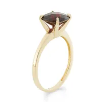 Womens Genuine Red Garnet 10K Gold Cushion Solitaire Cocktail Ring