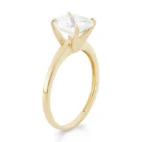 Womens Sapphire 10K Gold Square Solitaire Cocktail Ring