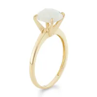 Womens Lab Created White Opal 10K Gold Solitaire Cocktail Ring