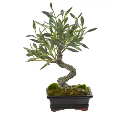 Nearly Natural Mini Olive Bonsai Artificial Tree