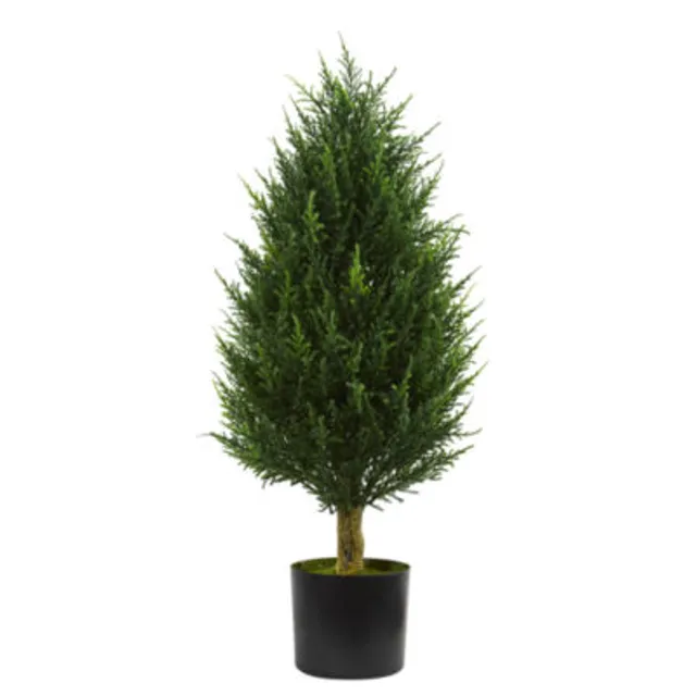 NEARLY NATURAL 4' Double Pond Cypress Spiral Tree inSand Planter Resistant (Indoor/Outdoor) | Green Tree