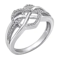 Womens 1/4 CT. T.W. Cubic Zirconia Sterling Silver Heart Promise Ring