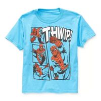 Disney Collection Little & Big Boys Crew Neck Short Sleeve Avengers Marvel Spiderman Graphic T-Shirt
