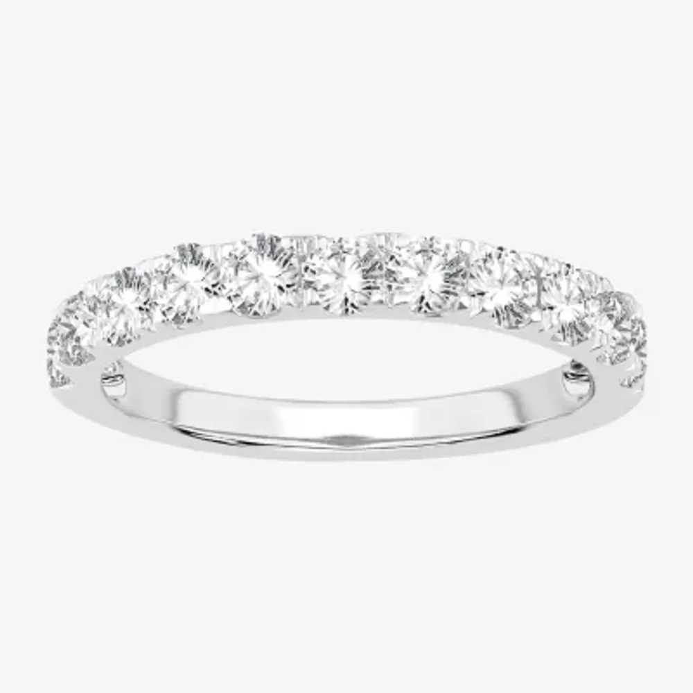 (H-I / Si1-Si2) Womens 2MM 1 CT. T.W. Lab Grown White Diamond 10K Gold Wedding Band