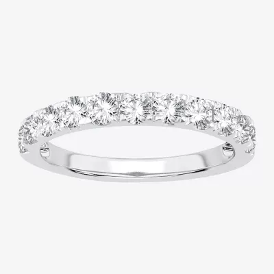 (H-I / Si1-Si2) Womens 2MM 1 CT. T.W. Lab Grown White Diamond 10K Gold Wedding Band