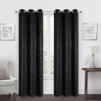 Regal Home Stripe Geo Embossed Energy Saving Blackout Grommet Top Set of 2 Curtain Panel