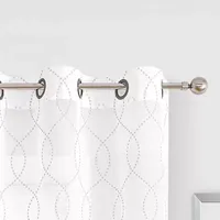 Regal Home Starbust Grommet Top Energy Saving Embroidered Sheer Set of 2 Curtain Panels
