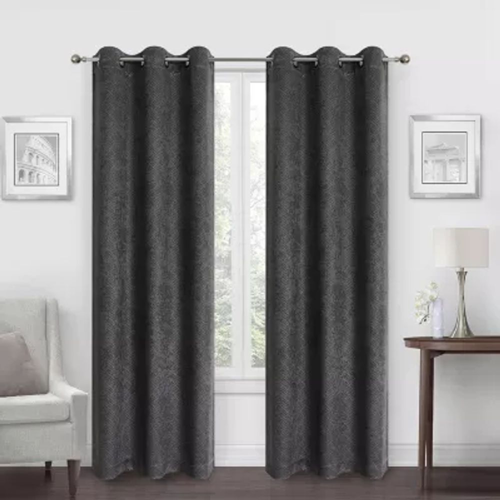 Regal Home Boston  Embossed Energy Saving Blackout Grommet Top Set of 2 Curtain Panel