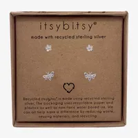 Itsy Bitsy Made With Recycled Sterling Silver 2 Pair Flower Earring Set