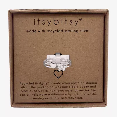 Itsy Bitsy Made With Recycled Sterling Silver 2-pc. Butterfly Heart Ring Sets