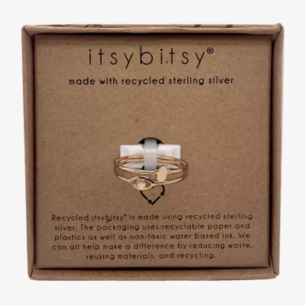 Itsy Bitsy Made With Recycled 2-pc. 14K Gold Over Silver Sterling Silver Evil Eye Hamsa Ring Sets