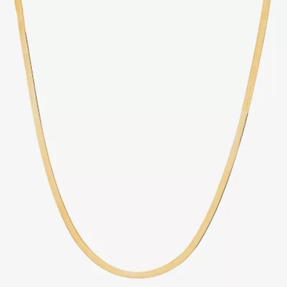 Womens 14K Gold 18 Inch Herringbone Chain Necklace
