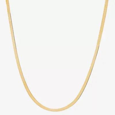 Womens 14K Gold 18 Inch Herringbone Chain Necklace