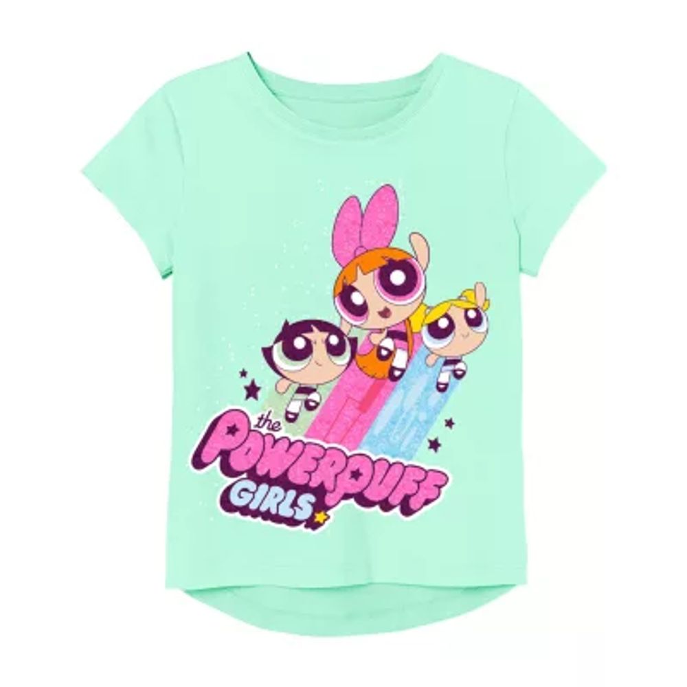 Little & Big Girls Crew Neck Short Sleeve Powerpuff Graphic T-Shirt