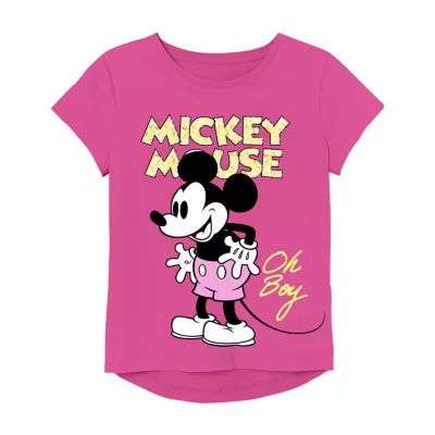 Little & Big Girls Crew Neck Mickey Mouse Short Sleeve Graphic T-Shirt